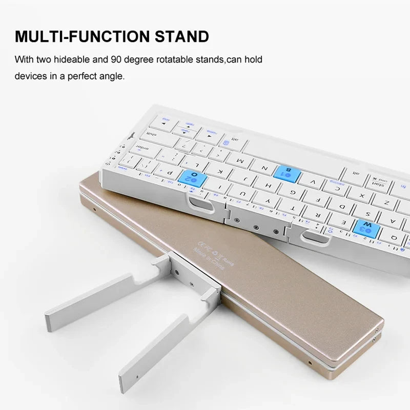 BOW Mini Folding Bluetooth Keyboard Wireless Keypad Support3 Devices with Stand Rechargeable Foldable Keyboard for Phone Tablet